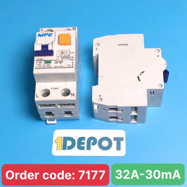 Cầu dao bảo vệ dòng rò MPE - số cực 2P, dòng định mức In 32A, dòng rò IΔn (mA): 30mA - RCBO-30/232