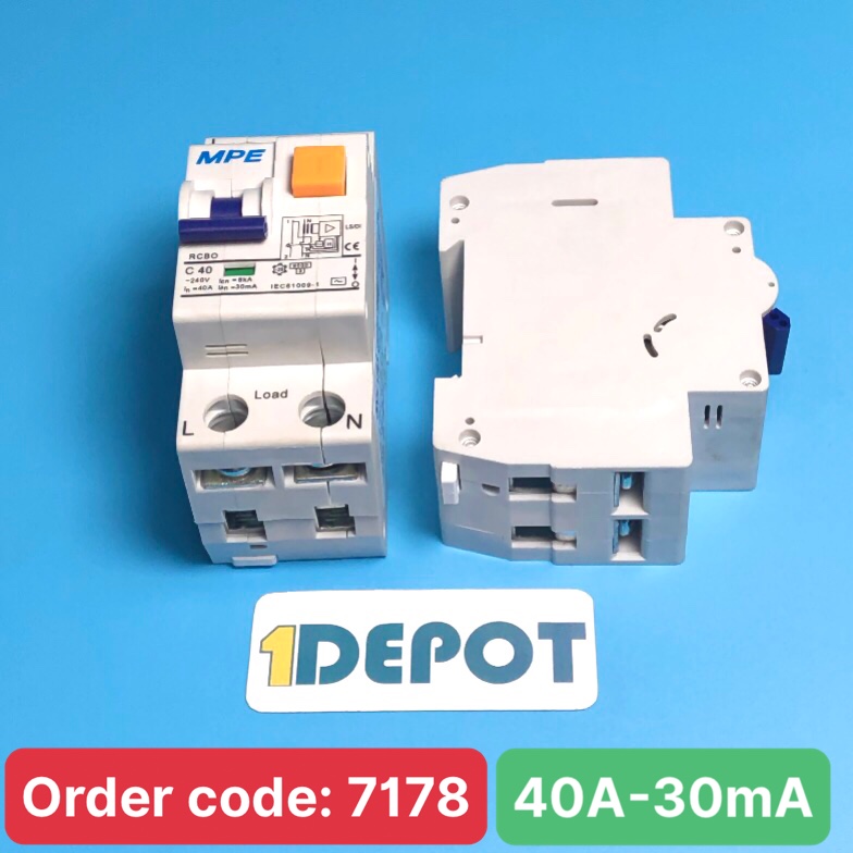Cầu dao bảo vệ dòng rò MPE - số cực 2P, dòng định mức In 40A, dòng rò IΔn (mA): 30mA - RCBO-30/240