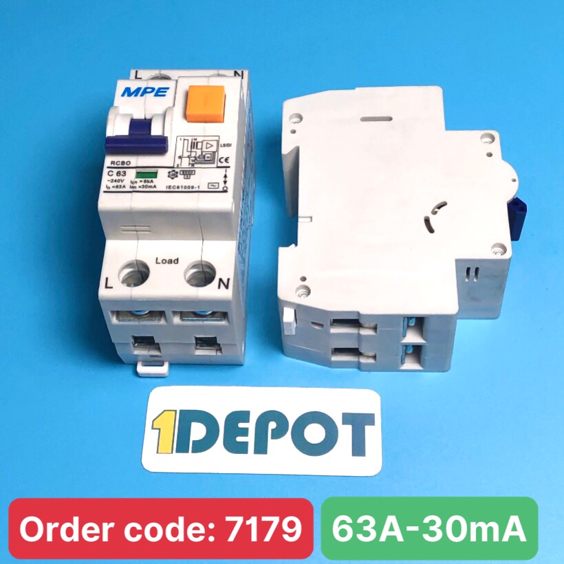 Cầu dao bảo vệ dòng rò MPE - số cực 2P, dòng định mức In 63A, dòng rò IΔn (mA): 30mA - RCBO-30/263