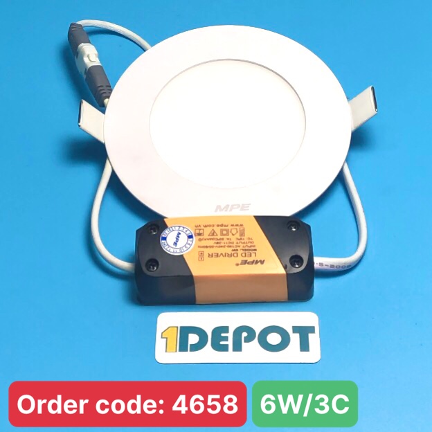 Đèn Led panel âm trần tròn 6W MPE RPL-6/3C 3 màu, KT Þ120x22 mm, Þ105 mm