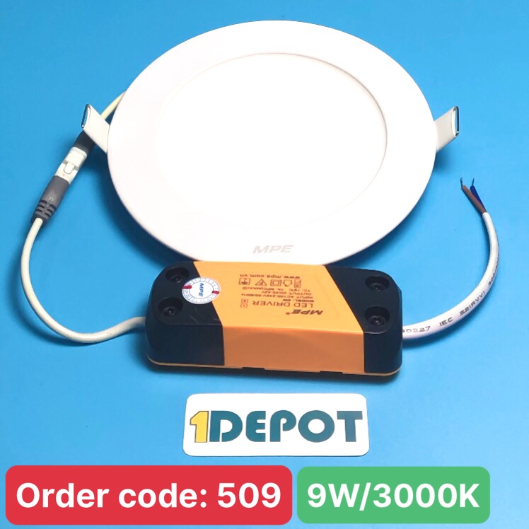 Đèn Led panel âm trần tròn 9W MPE RPL-9V ánh sáng vàng, KT Þ147x22 mm, đục lỗ Þ130 mm