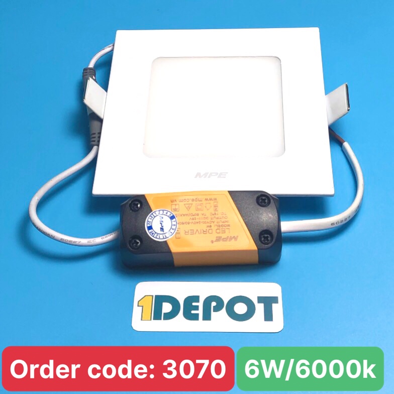 Đèn led panel âm trần vuông 6W MPE SPL-6T, ánh sáng trắng, KT 120x120x22, đục lỗ 105x105 mm