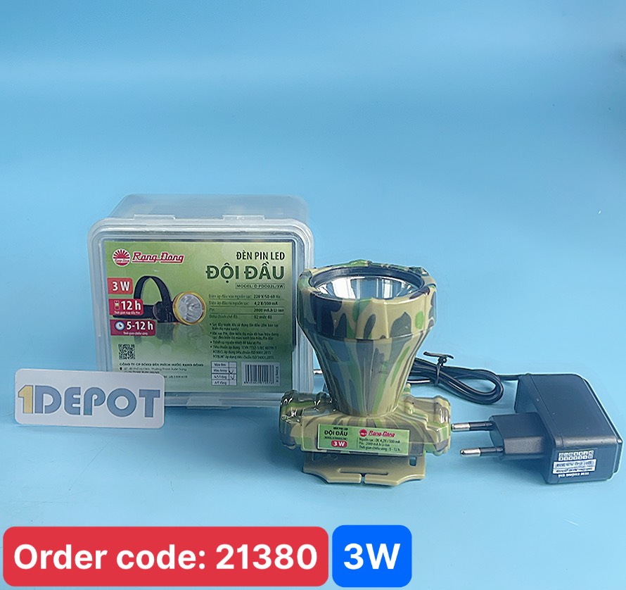 Đèn LED Pin đội đầu Rạng Đông D PDD02/3W ánh sáng trắng