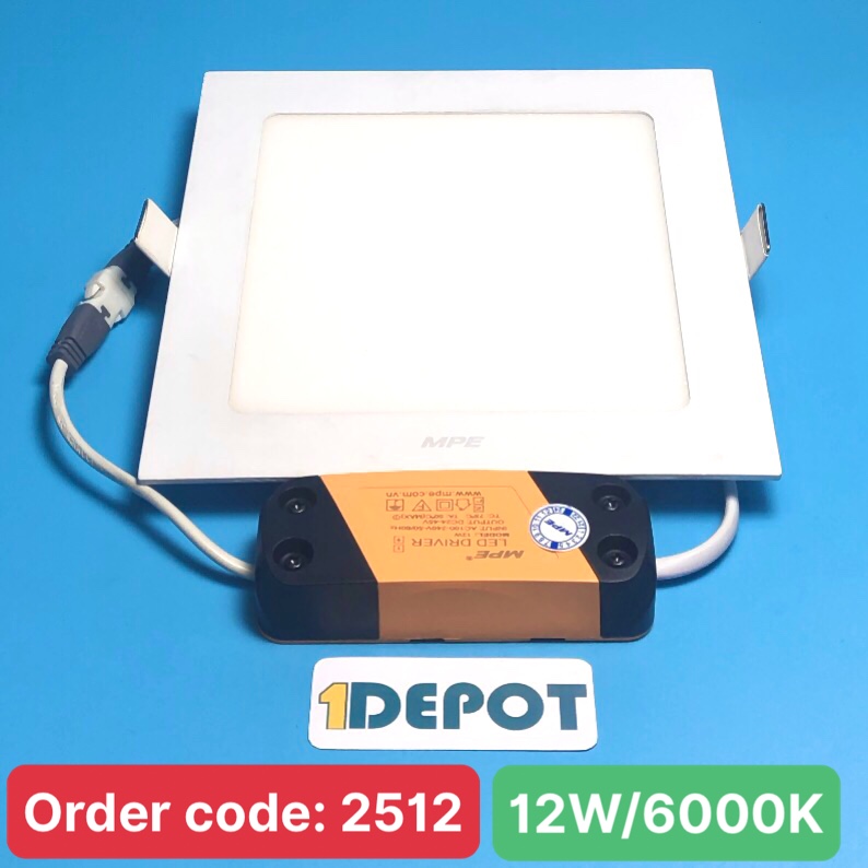 Đèn led vuông âm trần 12W MPE SPL-12T, ánh sáng trắng, KT 170 x 170mm, đục lỗ 150 x 150 mm