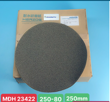 Giấy mài mẫu Herzog 250-80, đường kính 250mm, độ mịn grit #80, không có keo dính, 1 hộp/100pc