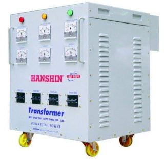 Máy biến áp Hanshin 3 pha 50 KVA, nguyên lý tự ngẫu, dây đồng