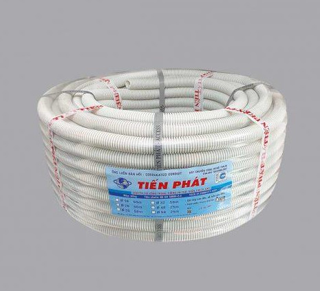Ống ruột gà luồn dây điện Tiến Phát RG20A màu trắng, 1 cuộn 50m