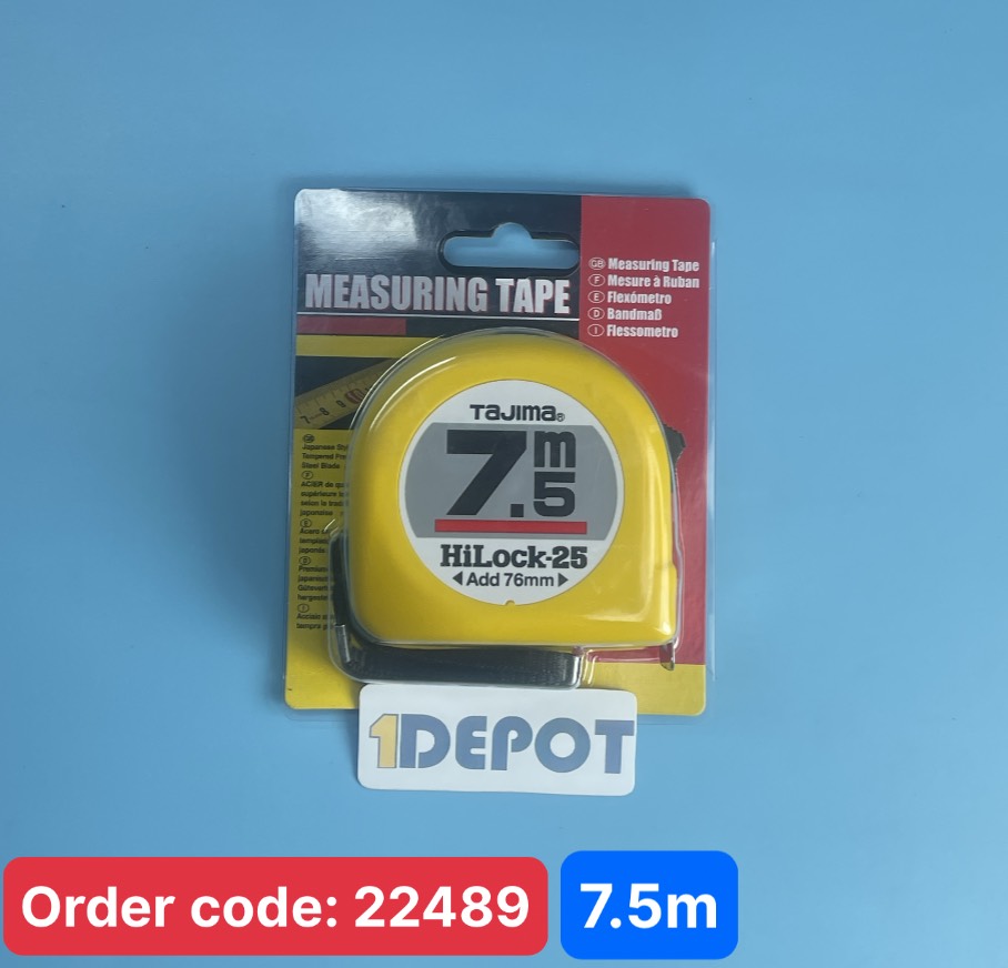 Thước cuộn thép tajima H5P75MW chiều dài 7.5m, lưỡi thước rộng 25mm