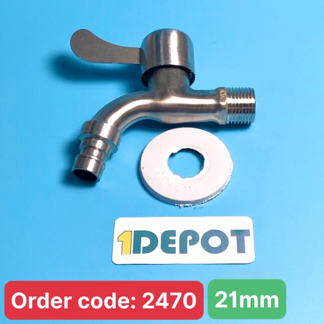 Vòi hồ inox 304, ren 21mm Luco
