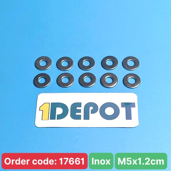 Vòng đệm, Long đền phẳng Inox loại mỏng 5F, KT 5x1.2cm