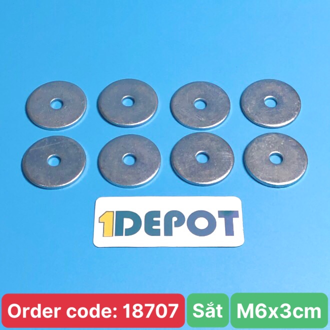 Vòng đệm, Long đền phẳng sắt loại dày 6F, KT 6x3cm