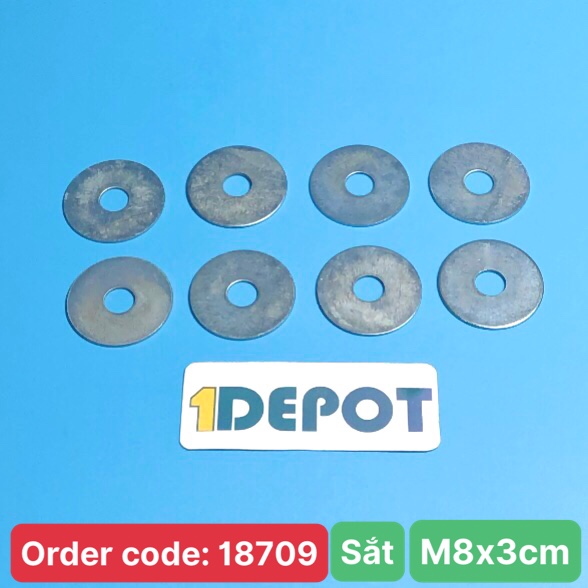 Vòng đệm, Long đền phẳng sắt loại mỏng 8F, KT 8x3cm