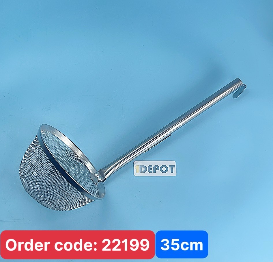 Vợt hủ tiếu cán inox 35cm, đường kính miệng 14cm