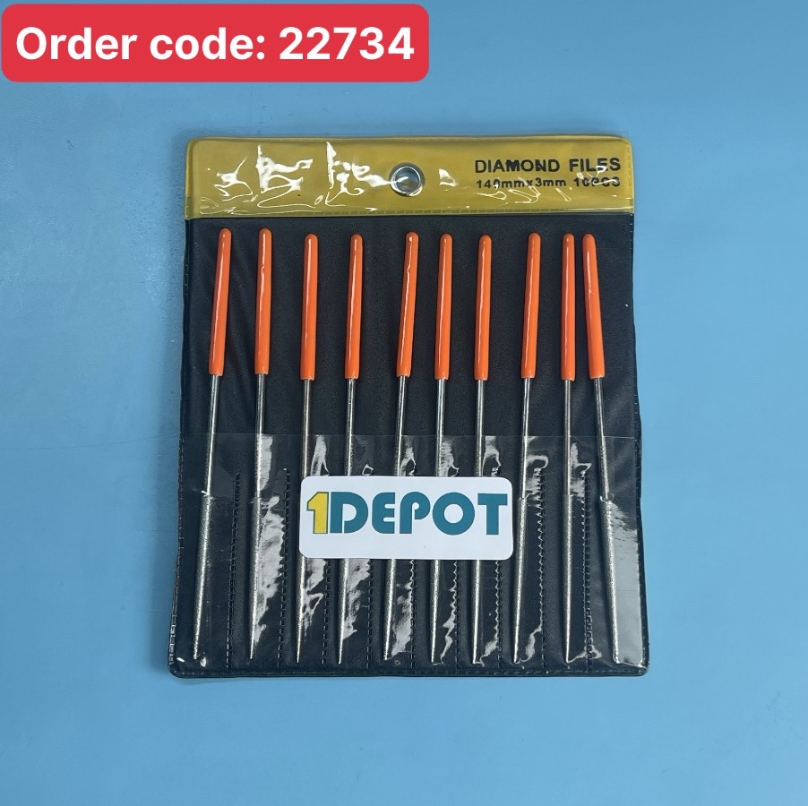 Bộ dũa kim cương tròn 10 món HONGYU 3x140mm