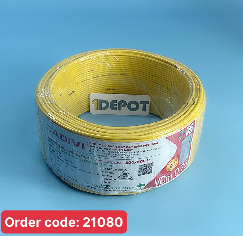 Dây đơn mềm ruột đồng VCm 0.75mm2 Cadivi cuộn 100m