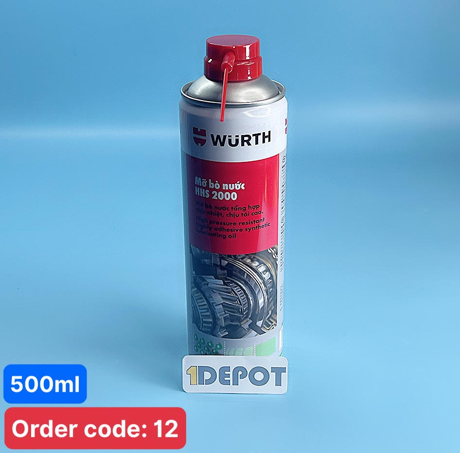 Mỡ bò chịu nhiệt Wurth HHS 2000, 500ml, 1 thùng/12 chai