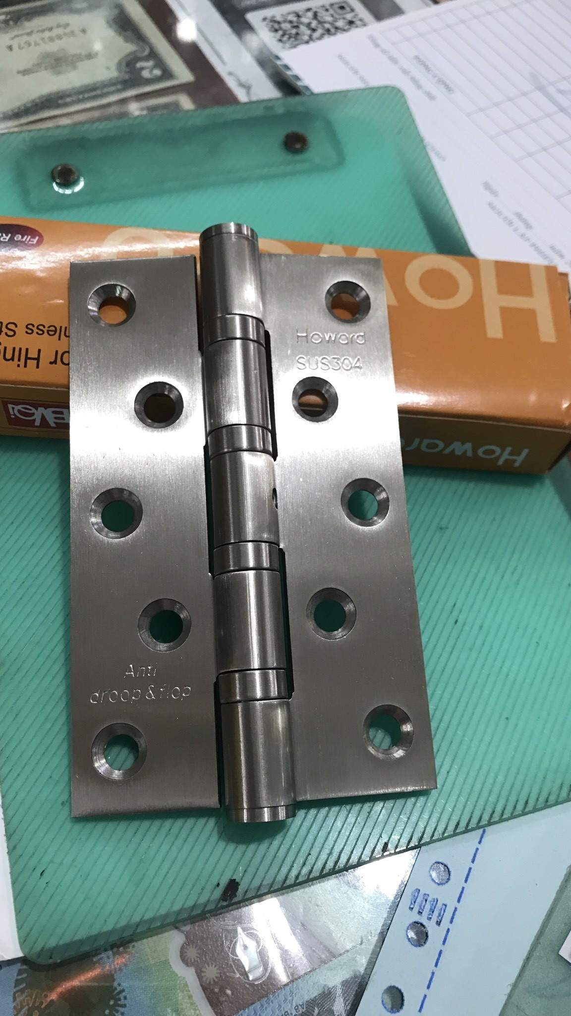 Bản lề lá Inox 304 12cm dày 3mm, kích thước 1.5cm (1hộp/2chiếc)
