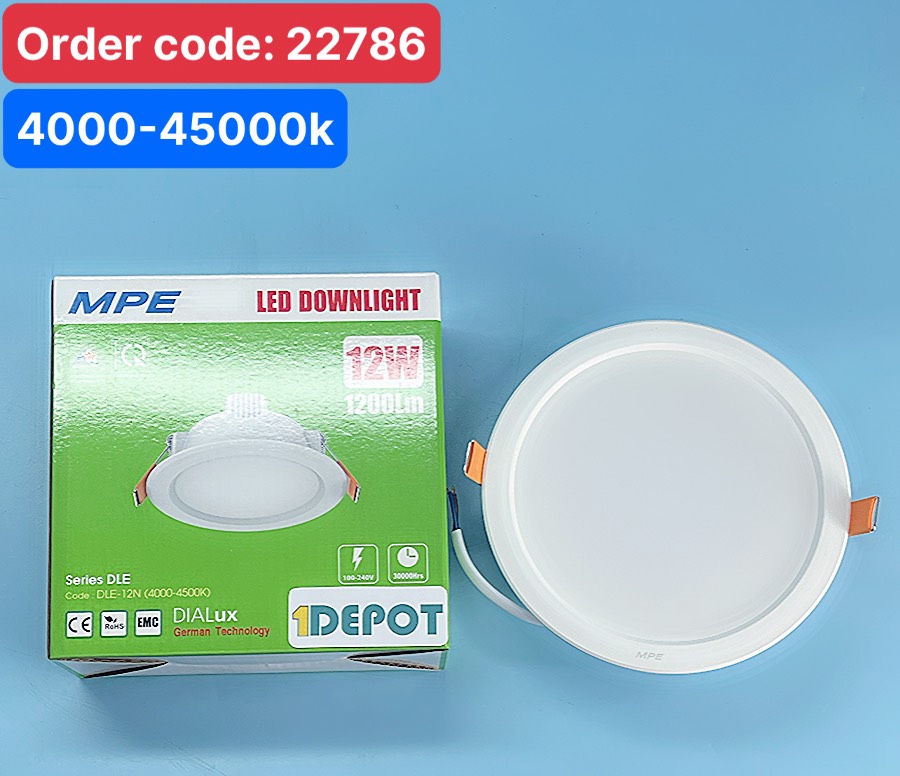Đèn led âm trần downlight MPE DLE-12N 12w 4000K ánh sáng trung tính