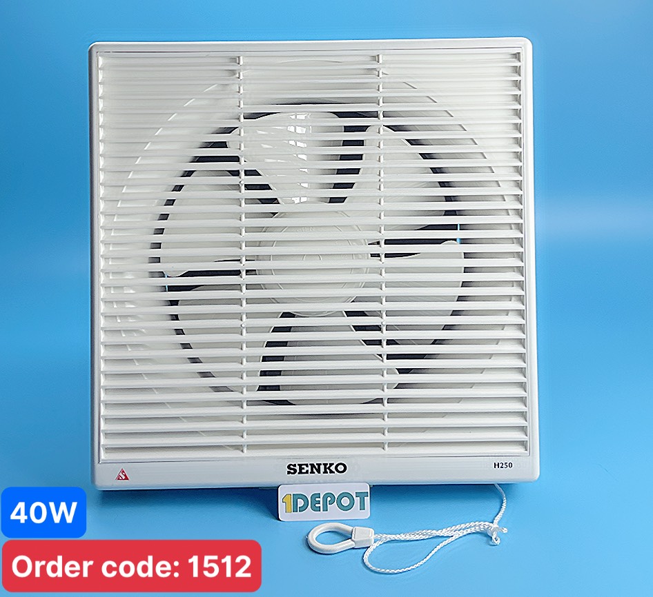 Quạt hút gắn tường SENKO H250, công suất 40W, điện áp 220V, màu trắng, lưu lượng gió 42 m³/phút