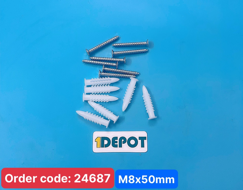 Bộ 10 cái tắc kê nở nhựa kèm vít M8x50mm