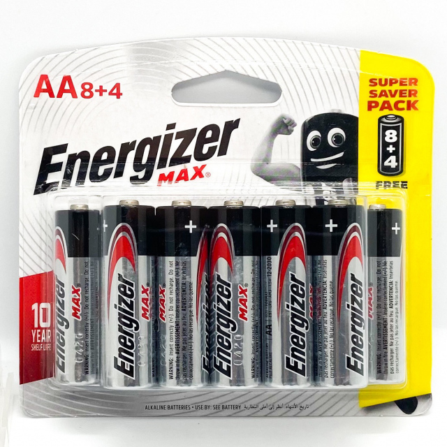 Pin Energizer Max AA E91 BP8+4 (Gói 12 viên pin)