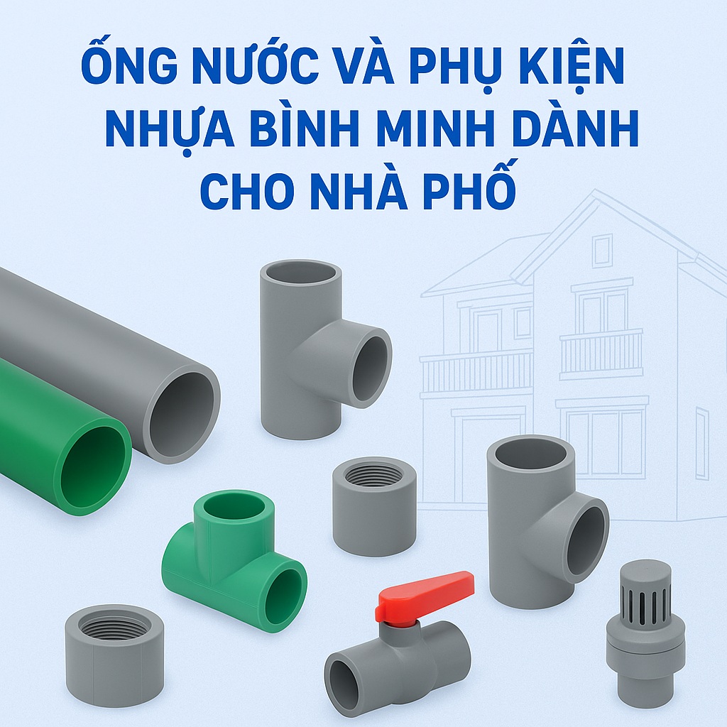 Danh sách các sản phẩm chi tiết thuộc hệ thống ống nước và phụ kiện Nhựa Bình Minh chuyên dùng cho nhà phố dân dụng