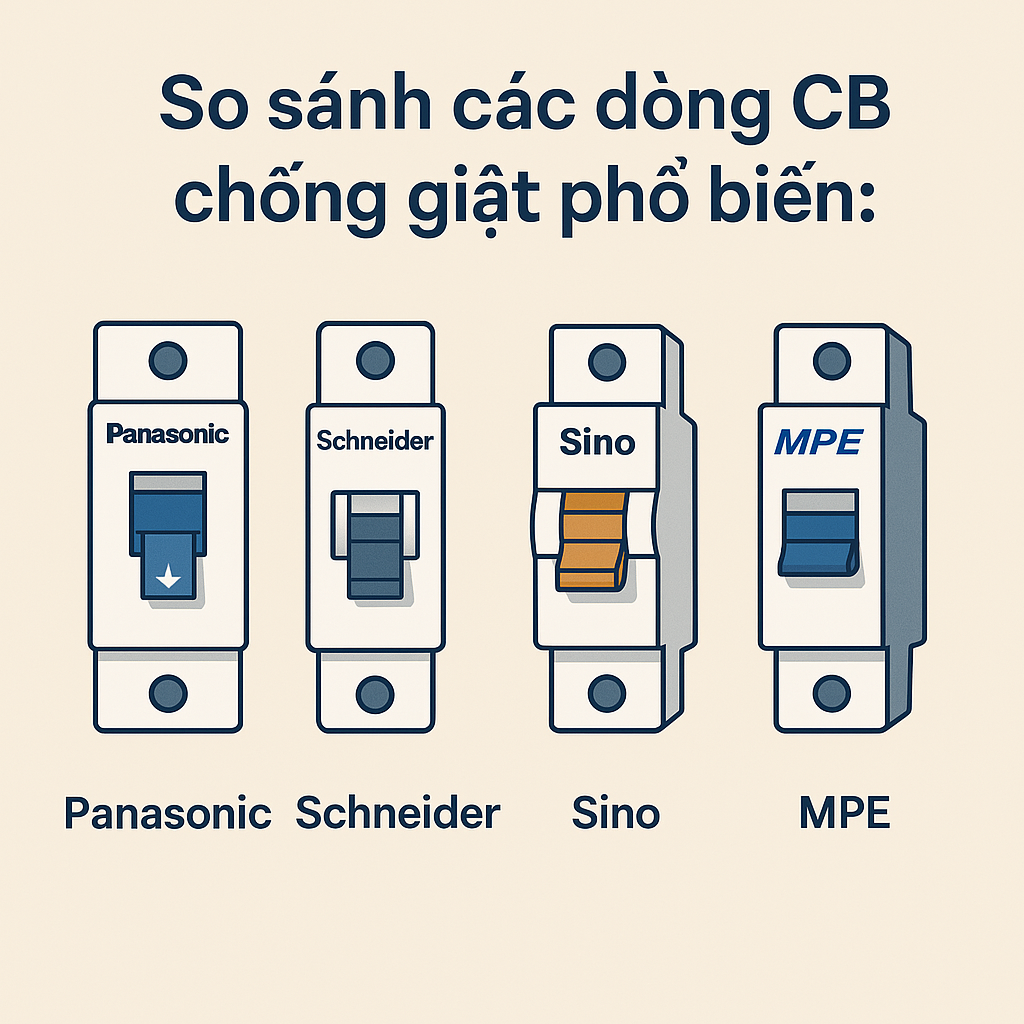 So sánh các dòng CB chống giật phổ biến: Panasonic, Schneider, Sino, MPE