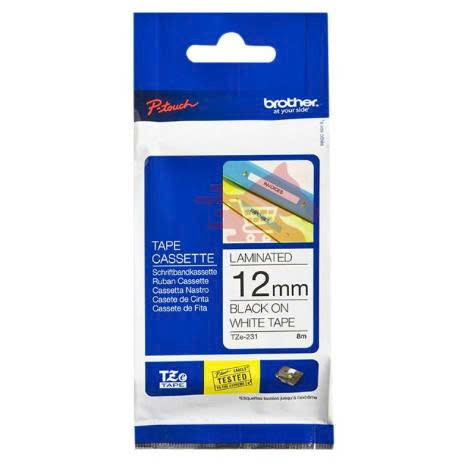 Băng nhãn có màng bảo vệ Brother TZE 231 (12mm), chữ đen nền trắng  (dùng cho máy PT-E110)