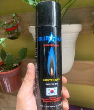 Bình bơm Gas cho hộp quẹt Blue Star (kèm 5 đầu bơm), 150g/chai