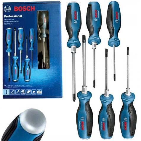Bộ tua vít  Bosch 1600A016BF gồm 6 món (4 đầu dẹp & 2 bake)
