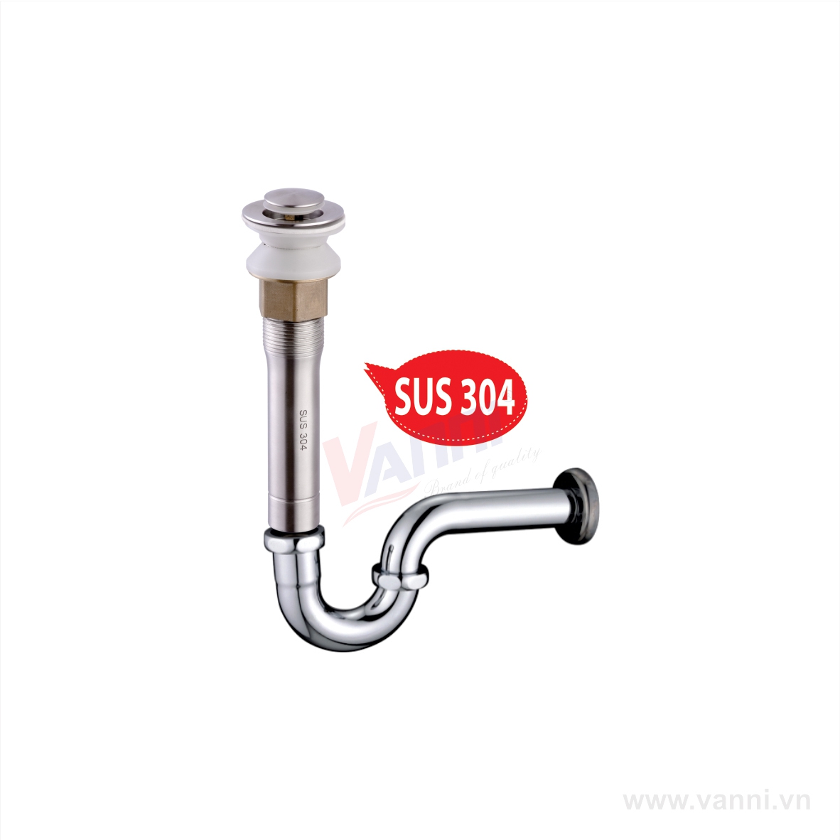 Bộ xả nhấn lavabo inox 304 Vanni VN-097