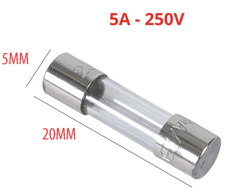 Cầu chì kiếng 5A 250V, kích thước 5x20mm (10C/hộp)