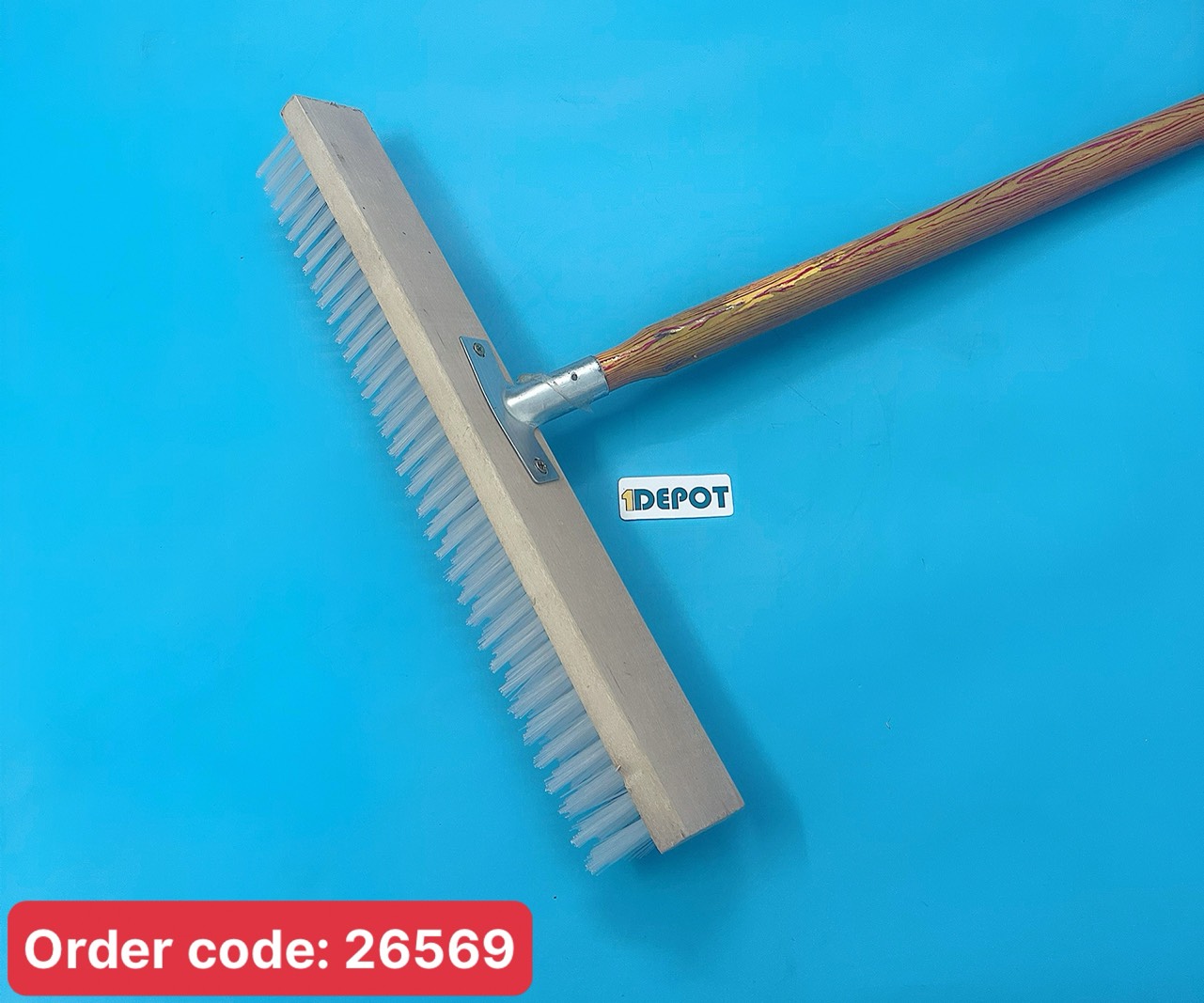 Chổi cầm tay loại 50cm chất liệu sợi cước, sợi dày 0.35MM sợi dài 4,5cm - cán gỗ dài 120cm