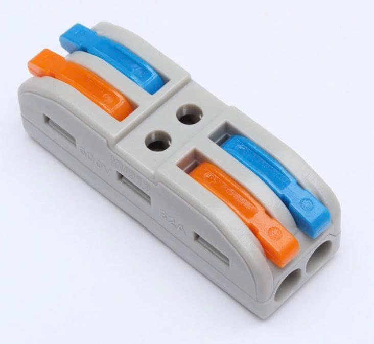 Cút nối nhanh dây điện PCT-2-2, 32A, 250VAC (2 vào, 2 ra), khác màu