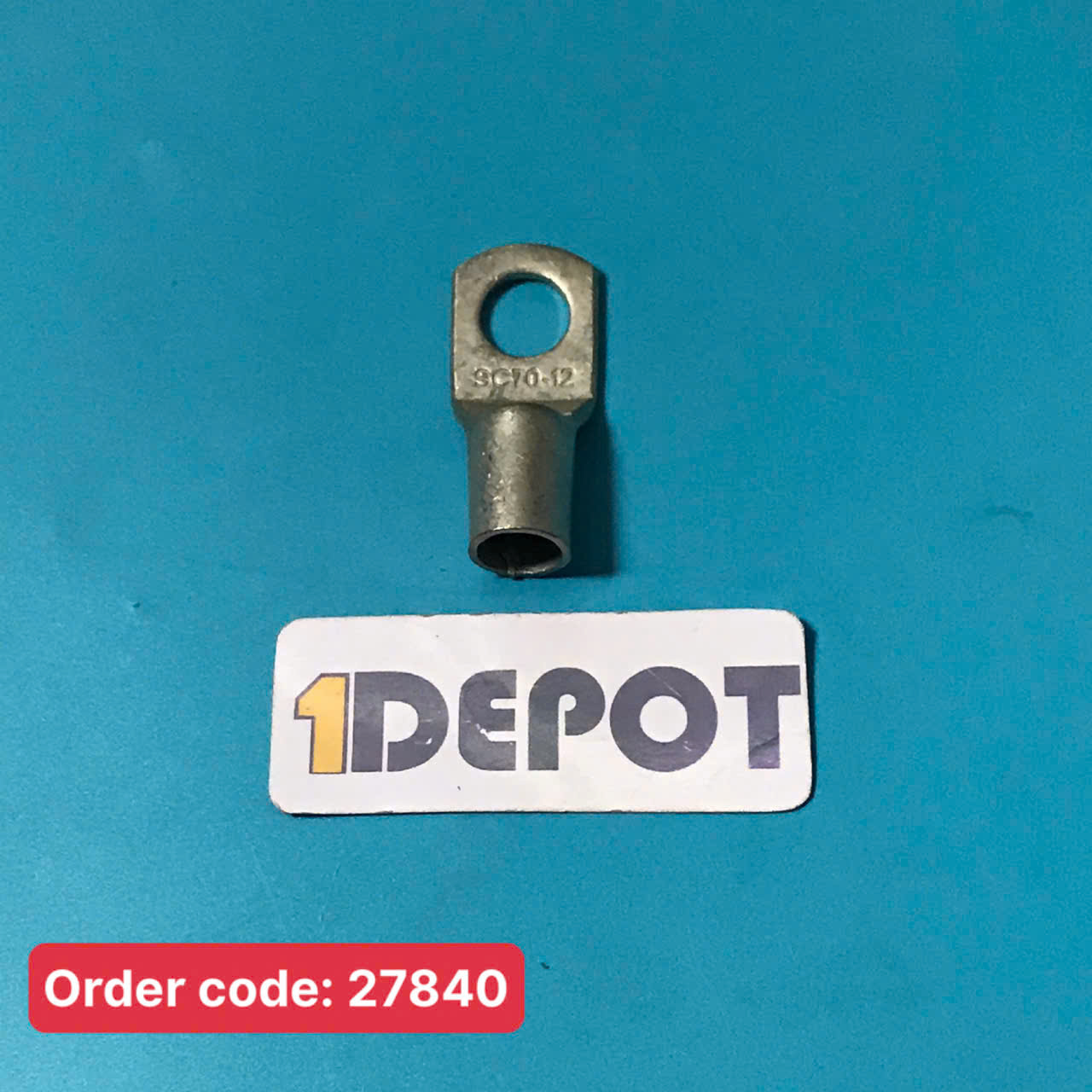 Đầu cos trần SC 70-12, đồng mạ xi dùng cho dây 70mm² lỗ bắt ốc 12mm