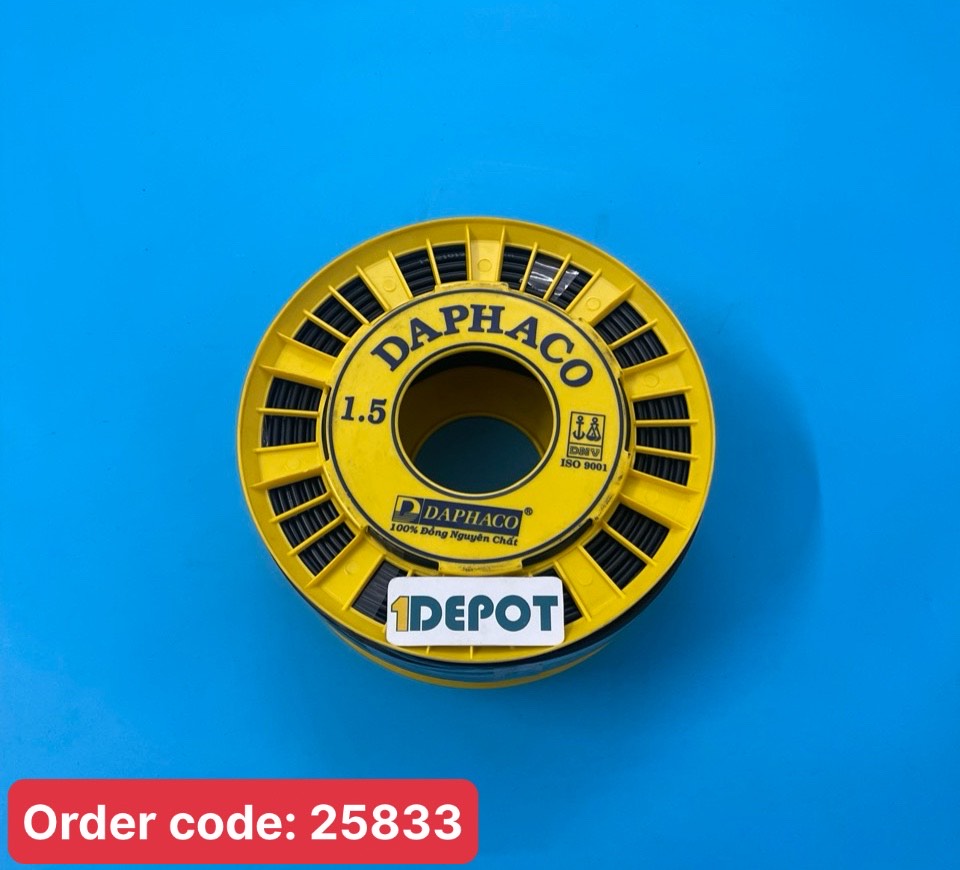 Dây điện đơn Daphaco CV 1.5 màu đen, 100m/cuộn