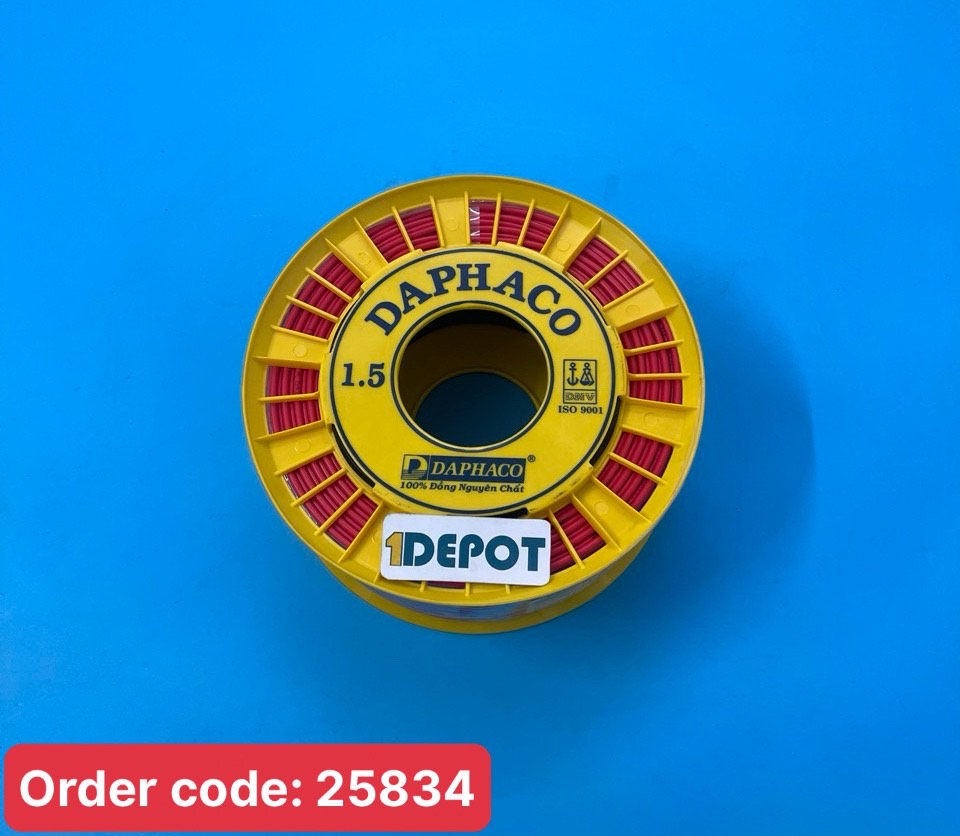 Dây điện đơn Daphaco CV 1.5 màu đỏ, 100m/cuộn