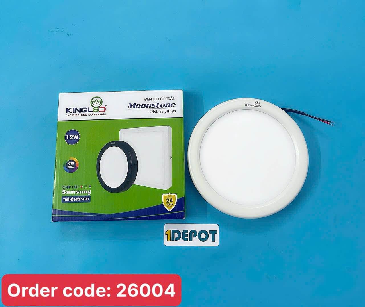 Đèn led ốp trần King Led Moonstone 12W Tròn ONL-12SS-T150, asmh sáng trắng, viền trắng