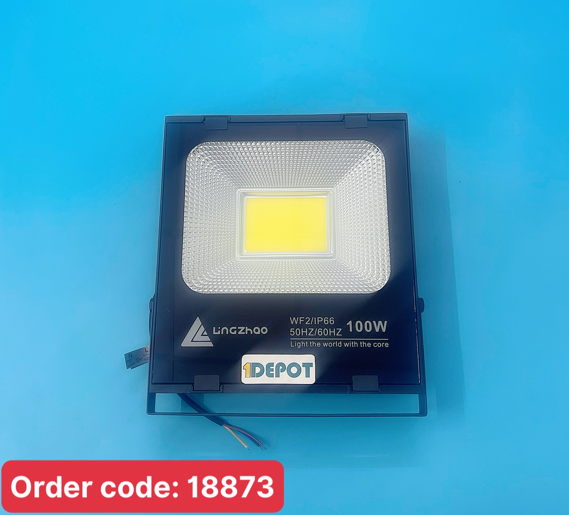 Đèn pha led 100W Lingzhao DPL-005-1, ánh sáng trắng, Kích thước hộp màu 270*75*306