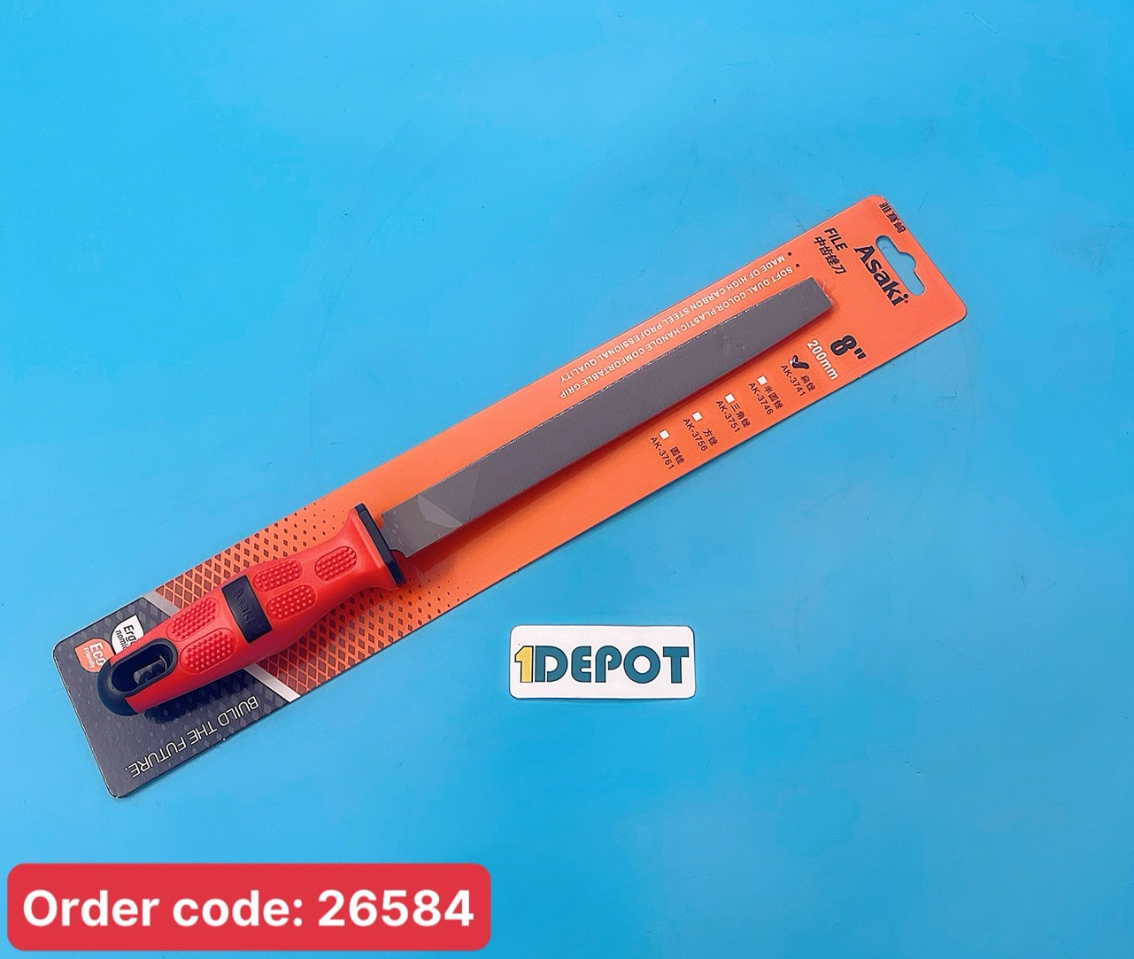 Dũa dẹp cán nhựa dẻo 200m 8 inch) Asaki AK-3741