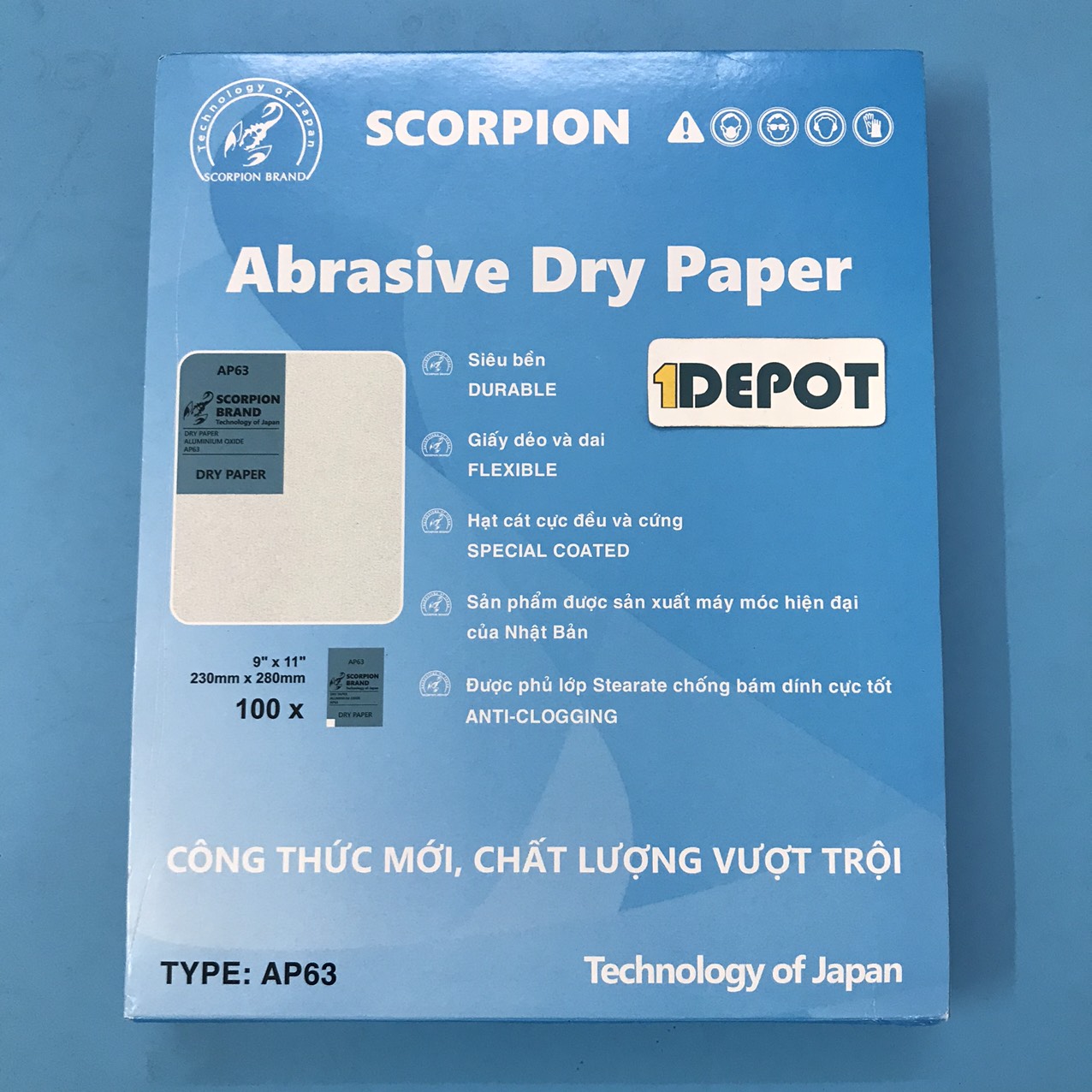 Giấy nhám khô bò cạp SCORPION AP63 9'x11' độ nhám 240