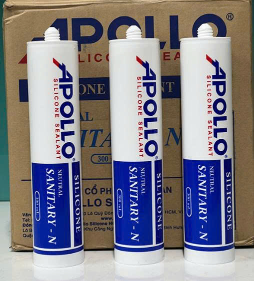 Keo chống mốc Apollo Sanitary N 300m, màu trắng sữa, 25 chai/thùng