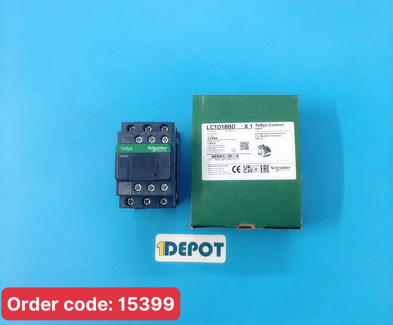 Khởi động từ TESYS DECA với cuộn dây điều khiển loại DC, 7.5KW 18A, Schneider LC1D18BD