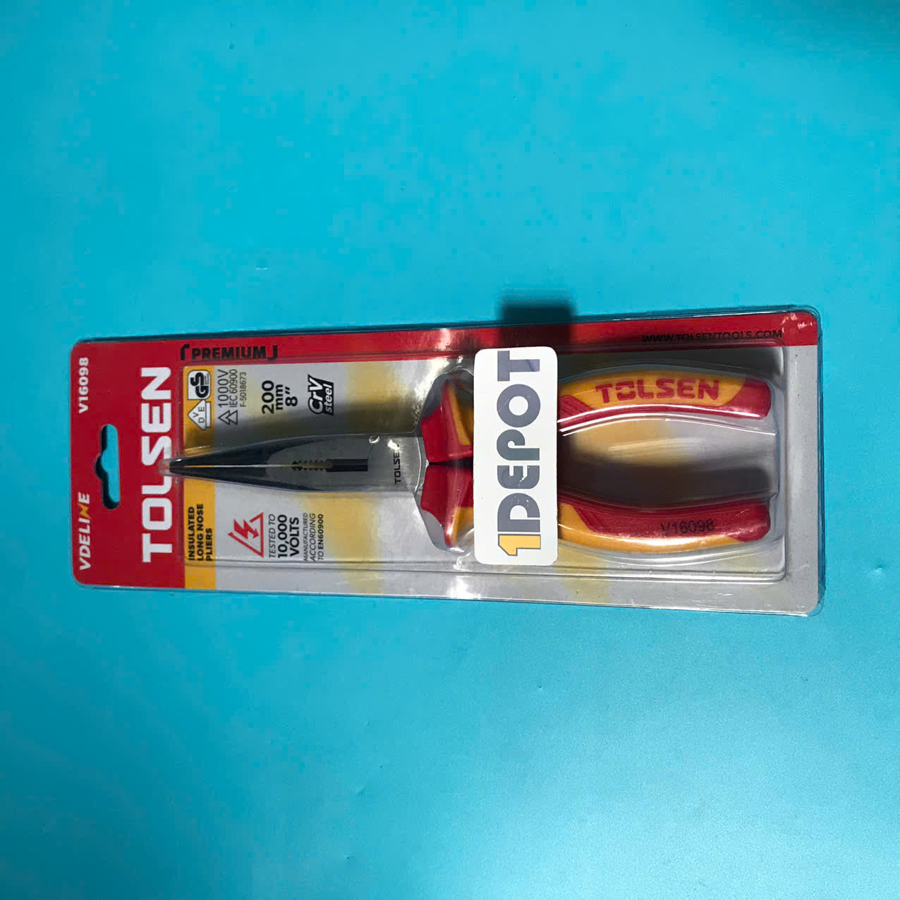 Kìm nhọn cách điện Tolsen V16098, 200mm/ 8"