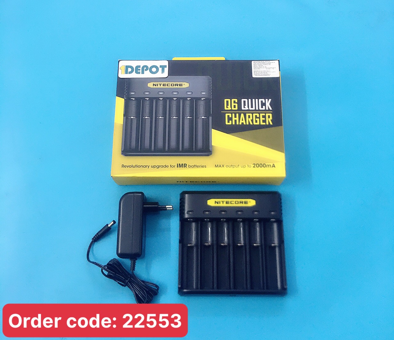 Máy sạc 6 pin Lithium 3V, 3.7V, 4.2V, tự ngắt khi đầy Nitecore Q6