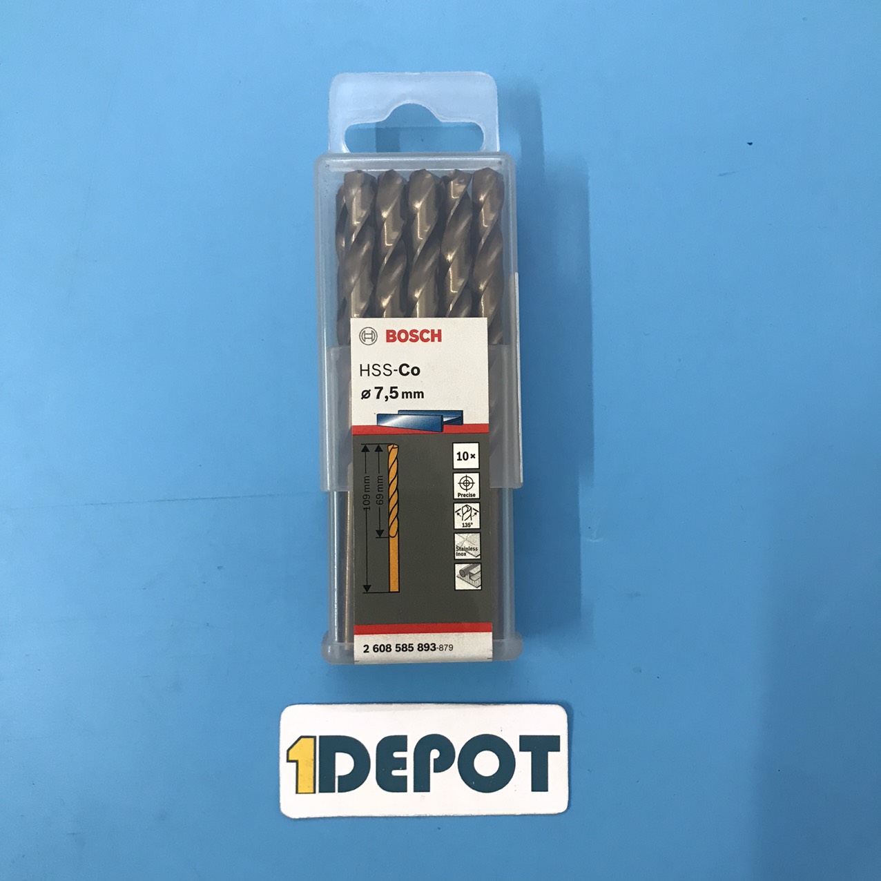 Mũi khoan INOX 7.5mm HSS-Co Bosch 2608585893, hộp 10 mũi