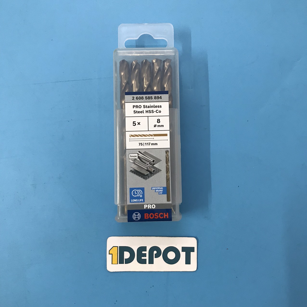 Mũi khoan INOX 8mm HSS-Co Bosch 2608585894, hộp 5 mũi