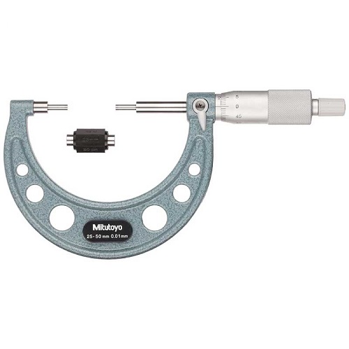 Panme đo ngoài cơ khí đo ống Mitutoyo 115-116, 25-50mm/ 0.01mm (1 đầu cầu)