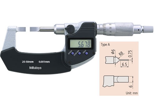 Panme đo ngoài điện tử đo rãnh Mitutoyo 422-233-30, 75-100mm/0,001mm, kiểu A