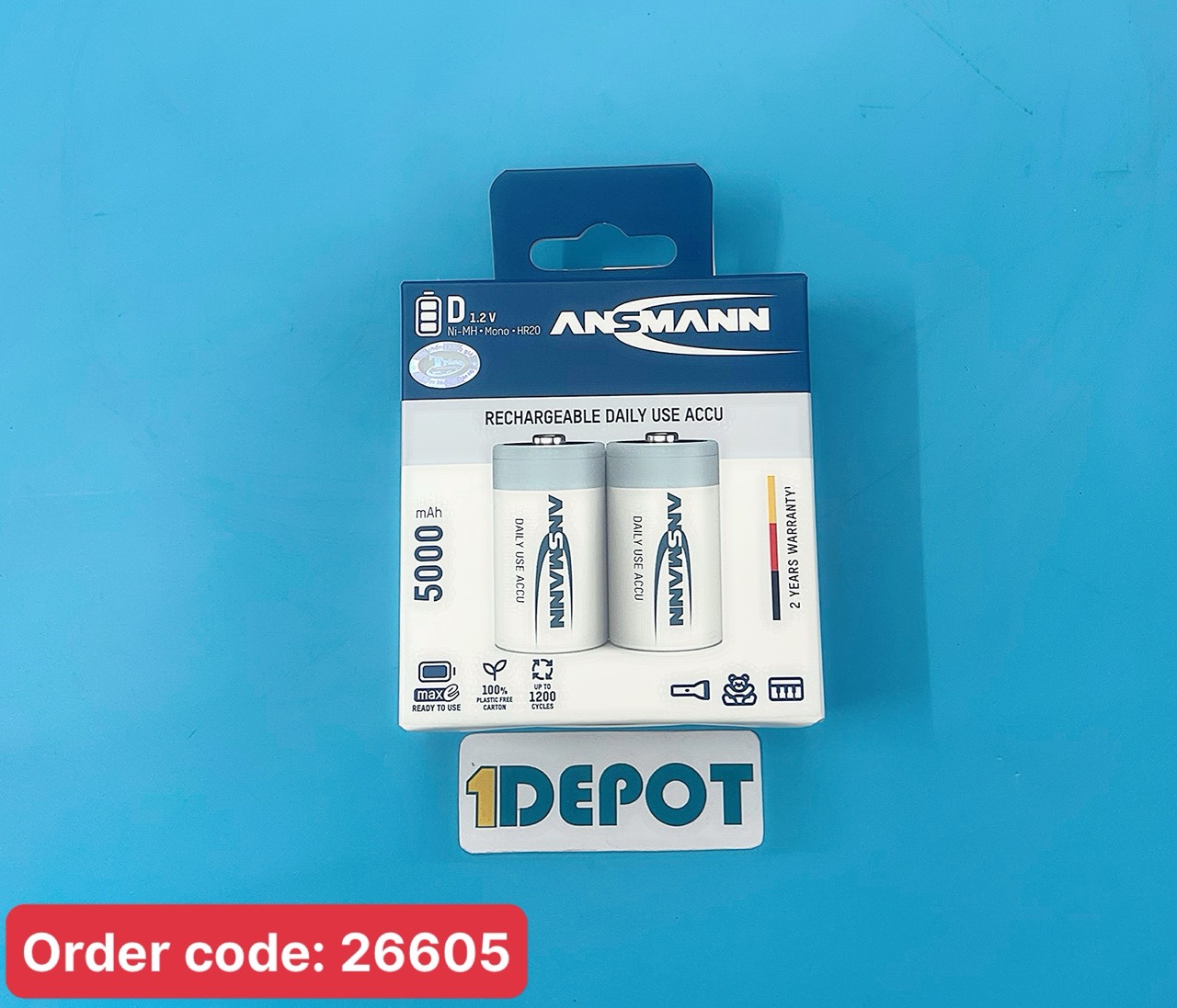 Pin sạc MaxE1.2V Ansmann NIMH D5000/HR20, dung lượng 5000mAh